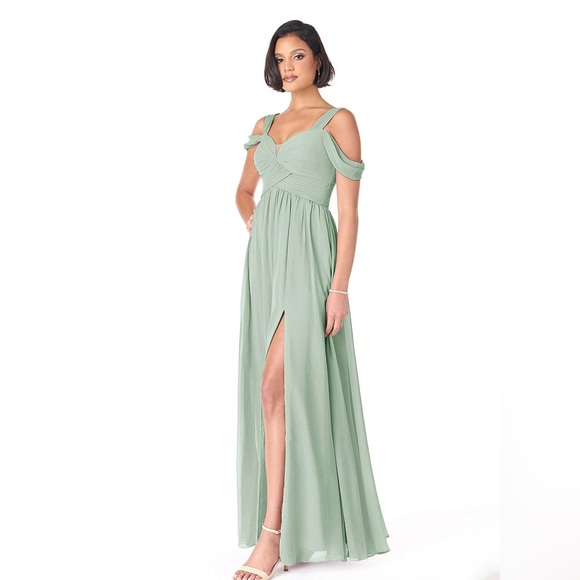 A Line Off The Shoulder Chiffon Dress - Picture 1 of 5